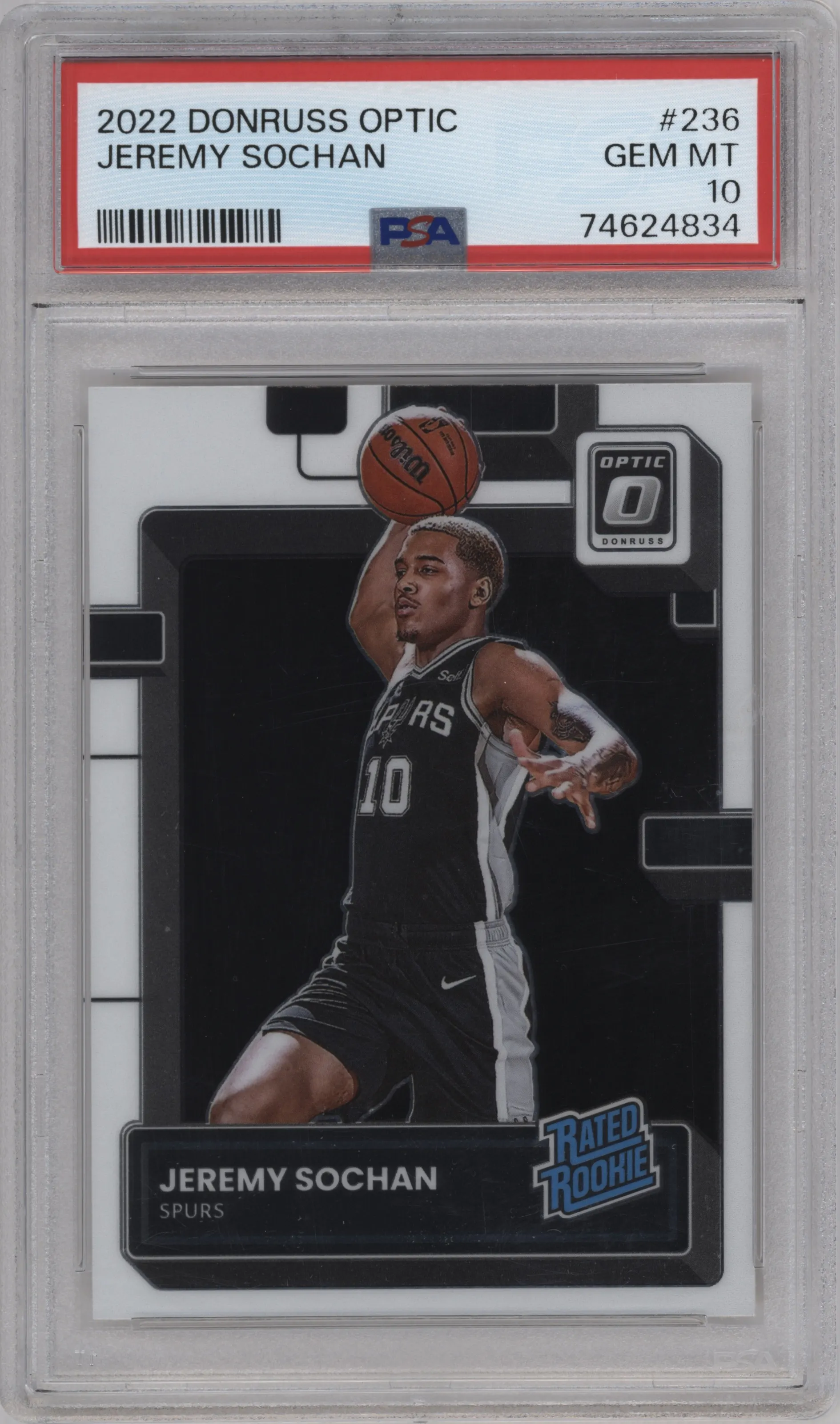 2022 Panini Donruss Optic Rated Rookie Jeremy Sochan #236 PSA 10