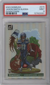 Jaxon Smith-Njigba from the 2023 Panini Donruss set graded by PSA and given an overall grade of 9.