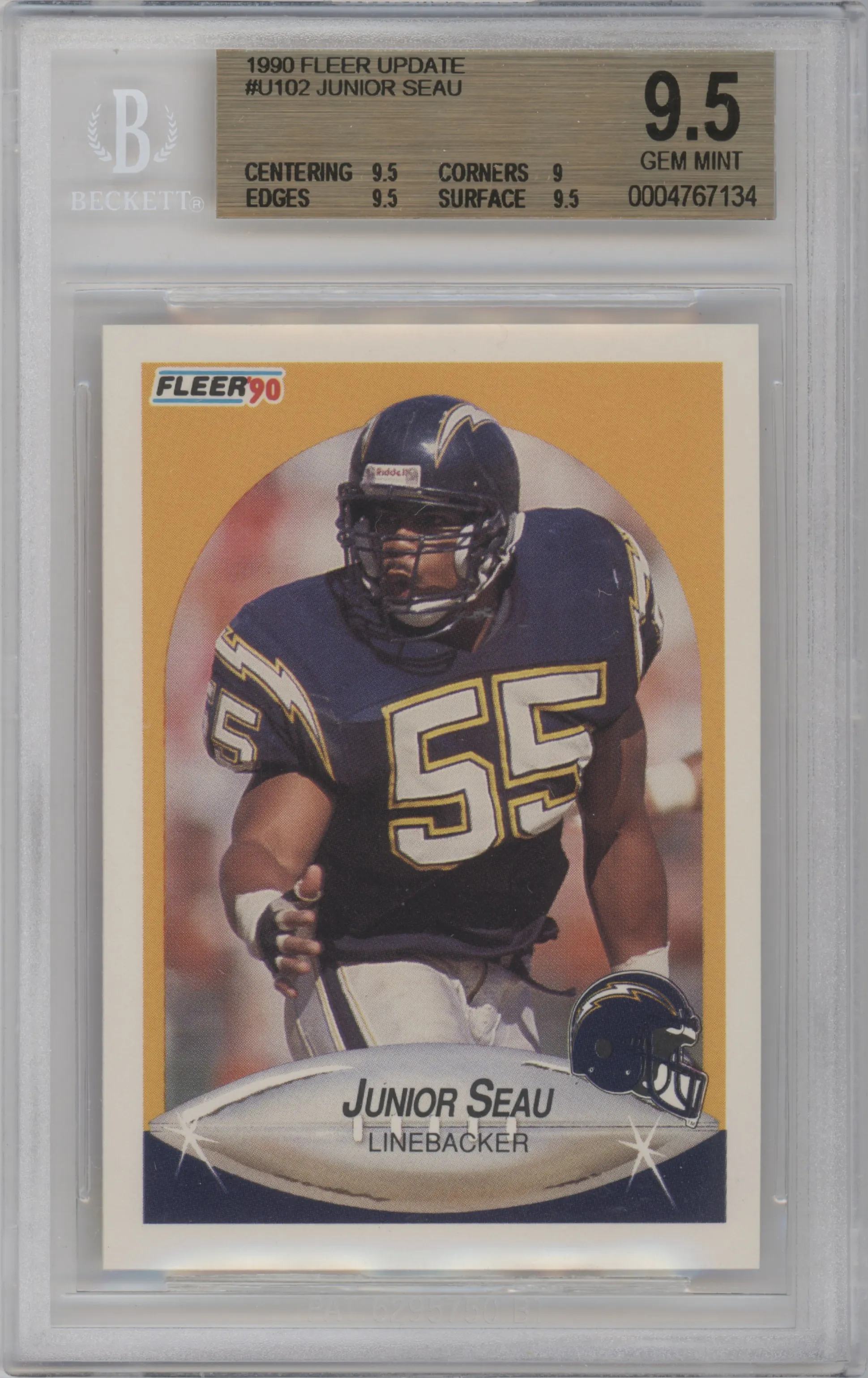 1990 Fleer Update Junior Seau BGS 9.5
