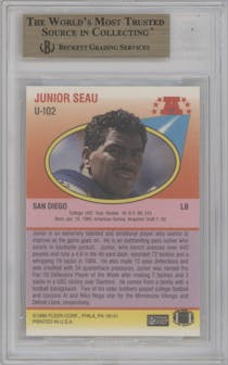 Junior Seau from the 1990 Fleer Update set graded by Beckett and given an overall grade of 9.5.