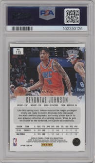 Keyontae Johnson from the 2023-24 Panini Prizm Deca set featuring a Gold Prizm parallel graded by PSA and given an overall grade of 10.