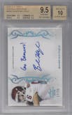 Baker Mayfield from the 2018 Leaf Trinity set featuring a Blue parallel graded by Beckett and given an overall grade of 9.5.