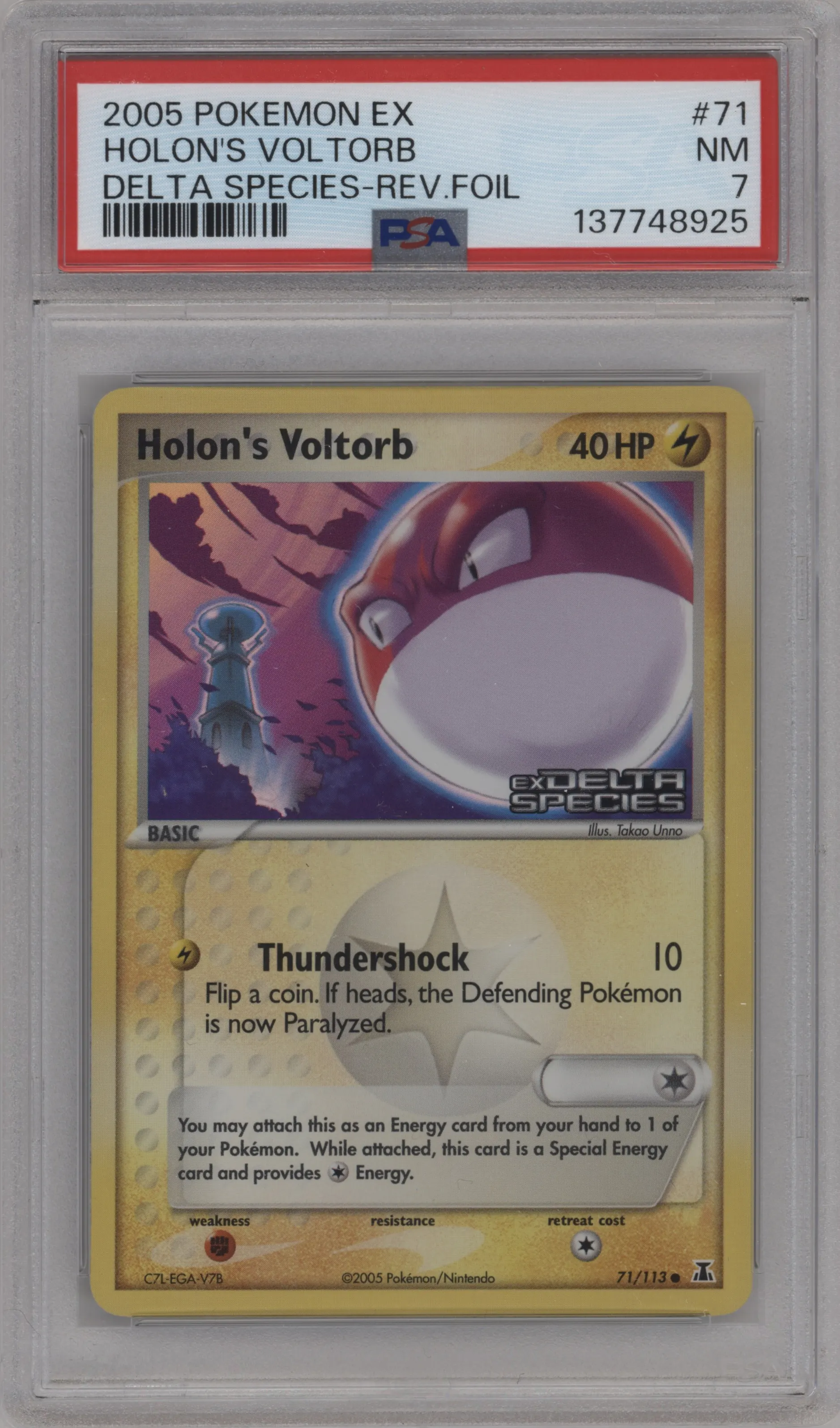 2005 Pokemon EX Delta Species Holon's Voltorb #71 PSA 7