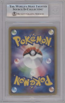 Rayquaza Gold Star from the 2004 Pokemon Clash of the Blue Sky set graded by Beckett and given an overall grade of 8.
