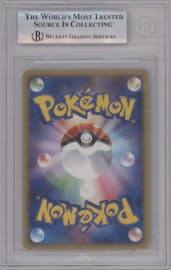 Rayquaza Gold Star from the 2004 Pokemon Clash of the Blue Sky set graded by Beckett and given an overall grade of 8.