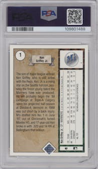 Ken Griffey Jr. from the 1989 Upper Deck set graded by PSA and given an overall grade of 9.