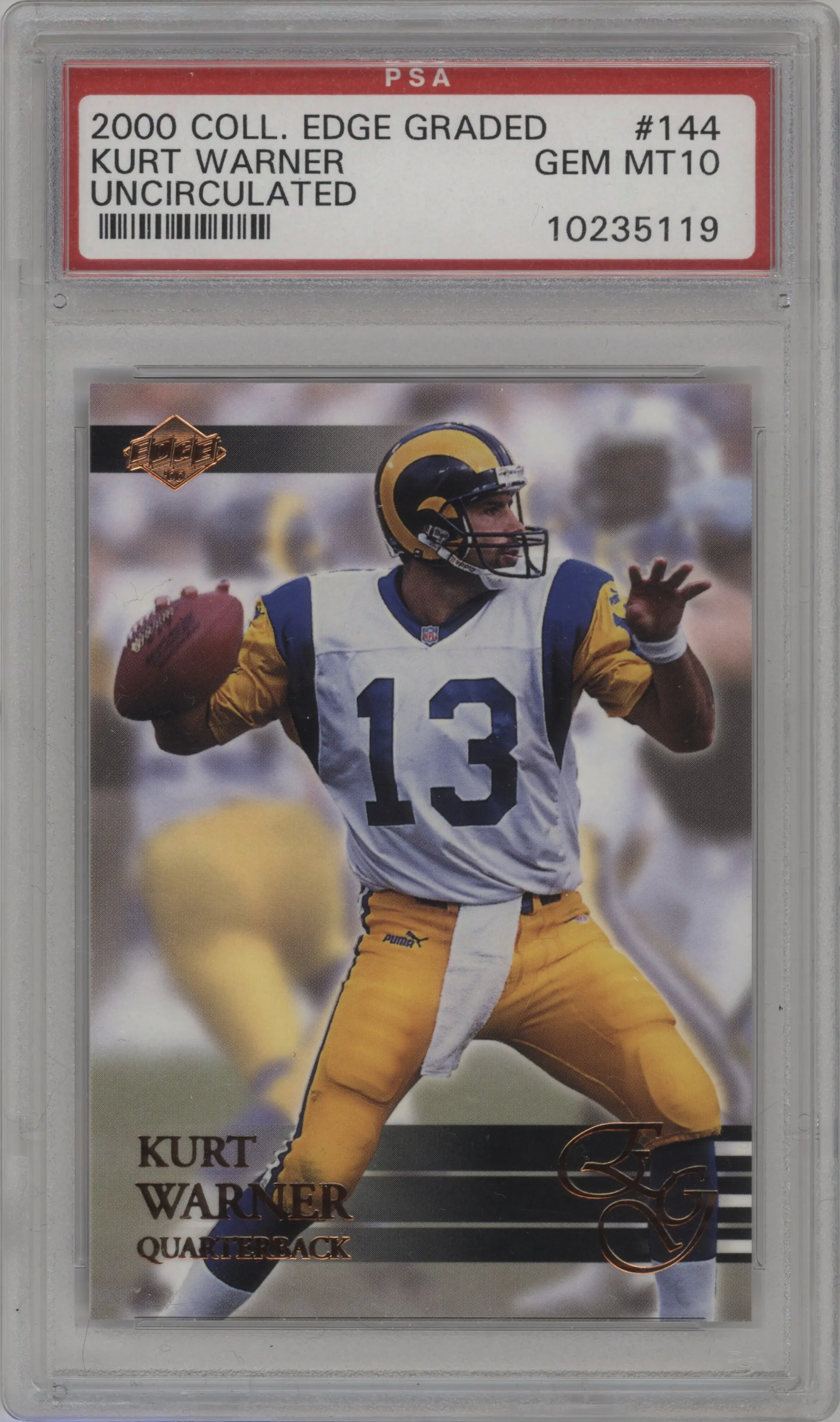 2000 Collector's Edge EG Kurt Warner Uncirculated #144 PSA 10