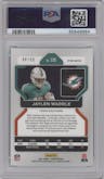 Jaylen Waddle from the 2021 Panini Prizm set featuring a Blue Ice parallel graded by PSA and given an overall grade of 9.
