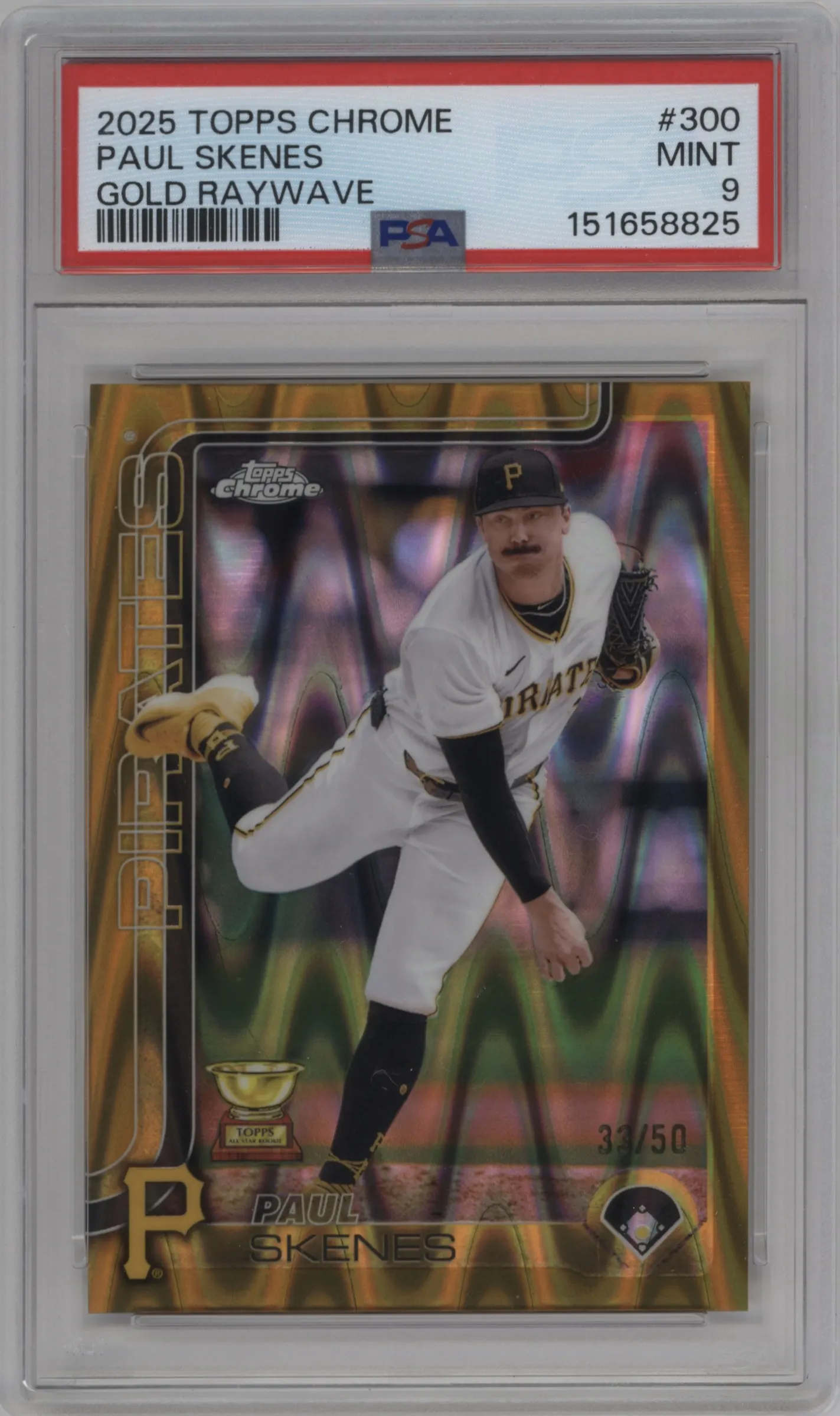 2025 Topps Chrome Paul Skenes Gold Raywave Refractor #300 PSA 9
