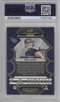 Will Levis from the 2023 Panini Mosaic set featuring a Reactive Yellow parallel graded by PSA and given an overall grade of 10.