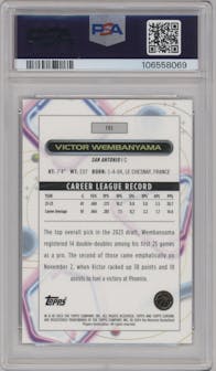 Victor Wembanyama from the 2023-24 Topps Chrome Cosmic set graded by PSA and given an overall grade of 10.