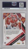 Patrick Mahomes II from the 2020 Panini Mosaic set featuring a Green Mosaic parallel graded by PSA and given an overall grade of 9.