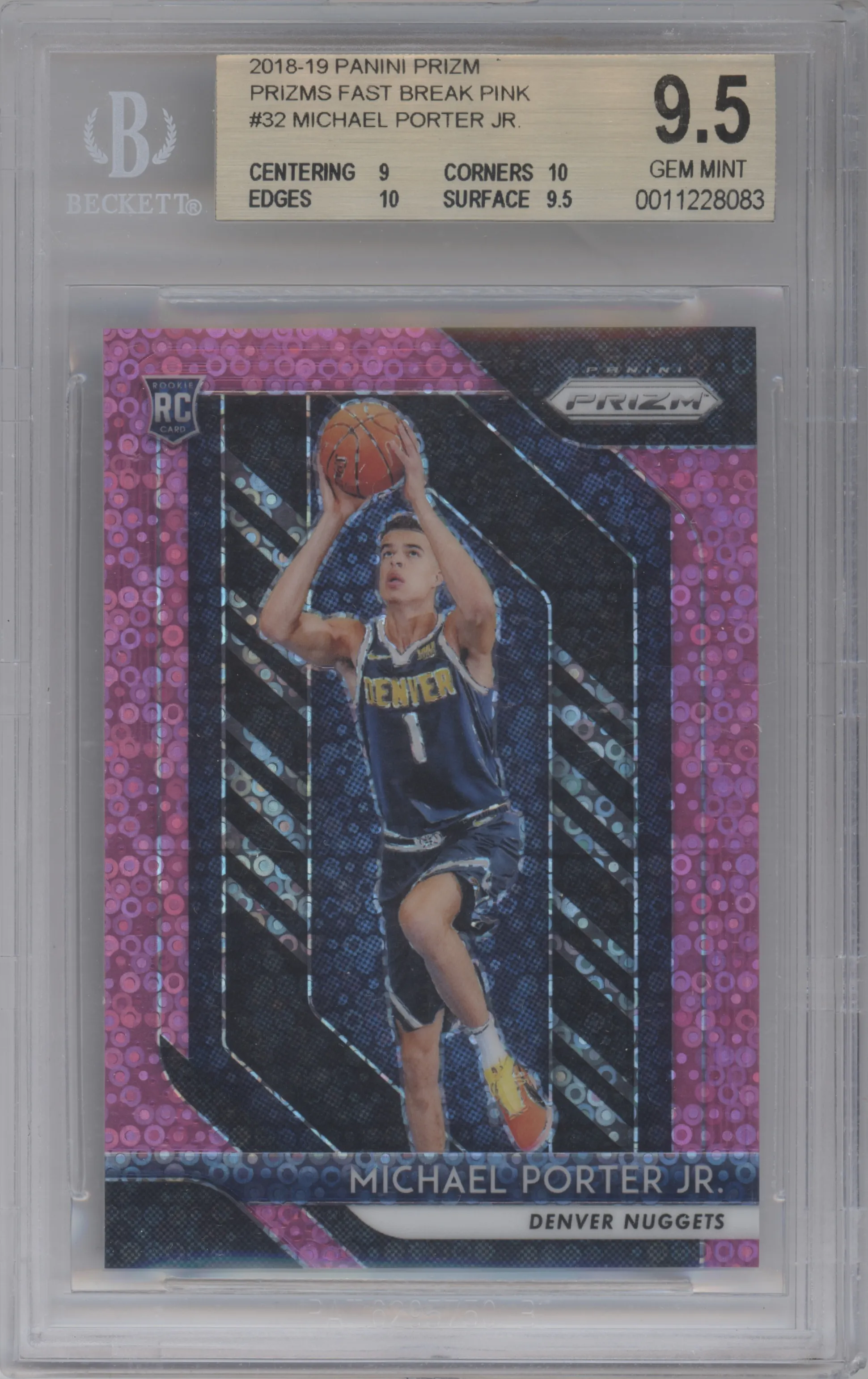 2018 Panini Prizm Michael Porter Jr. Fast Break Pink BGS 9.5