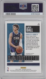 LaMelo Ball from the 2020-21 Panini Contenders set graded by PSA and given an overall grade of 10.