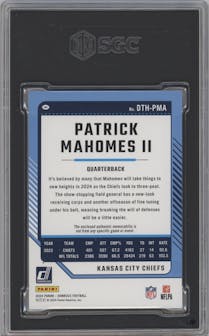 Patrick Mahomes II from the 2024 Donruss set graded by SGC and given an overall grade of 10.