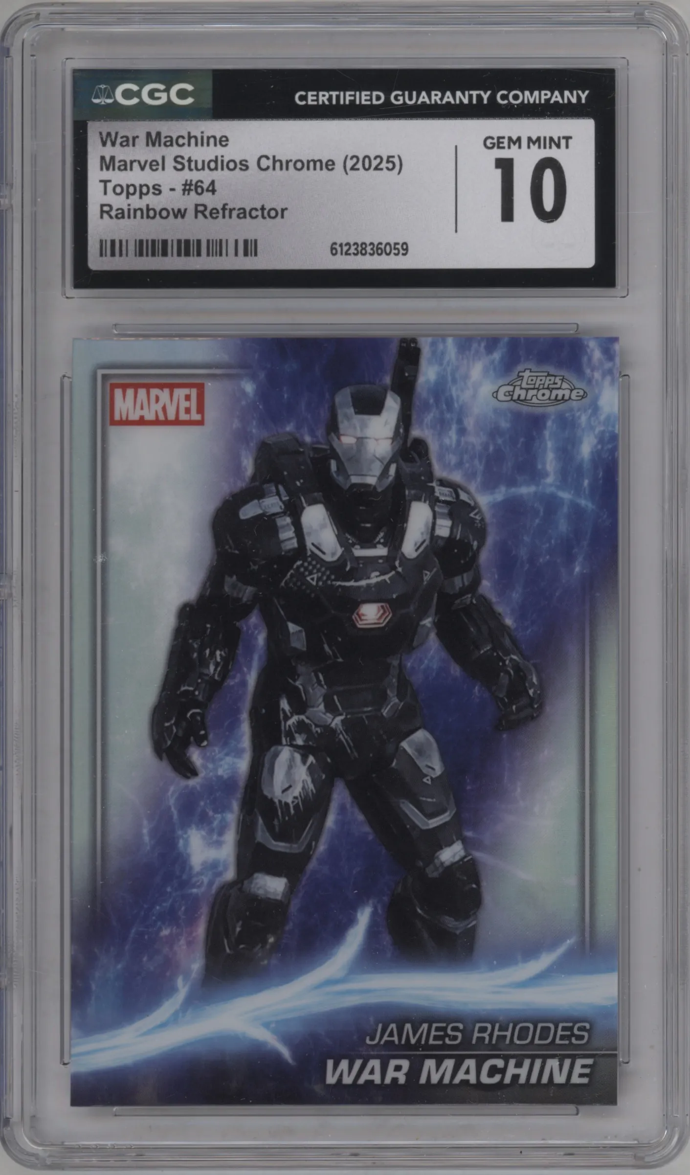 2025 Topps Chrome Marvel Studios War Machine Rainbow Refractor #64 CGC 10