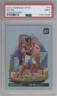 Bo Nix from the 2024 Donruss Optic set graded by PSA and given an overall grade of 9.