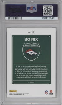 Bo Nix from the 2024 Donruss Optic set graded by PSA and given an overall grade of 9.