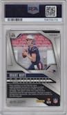 Drake Maye from the 2024 Panini Prizm set featuring a Disco parallel graded by PSA and given an overall grade of 10.