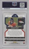 Noah Fant from the 2021 Panini Prizm set featuring a Black Finite Prizm parallel graded by PSA and given an overall grade of 10.