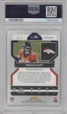 Noah Fant from the 2021 Panini Prizm set featuring a Black Finite Prizm parallel graded by PSA and given an overall grade of 10.
