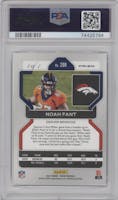 Noah Fant from the 2021 Panini Prizm set featuring a Black Finite Prizm parallel graded by PSA and given an overall grade of 10.