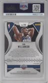 Zion Williamson from the 2019-20 Panini Prizm set featuring a Red/White/Blue Prizm  parallel graded by PSA and given an overall grade of 9.