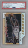 Allen Iverson from the 1996-97 Bowman’s Best  set featuring a Refractor parallel graded by PSA and given an overall grade of 8.
