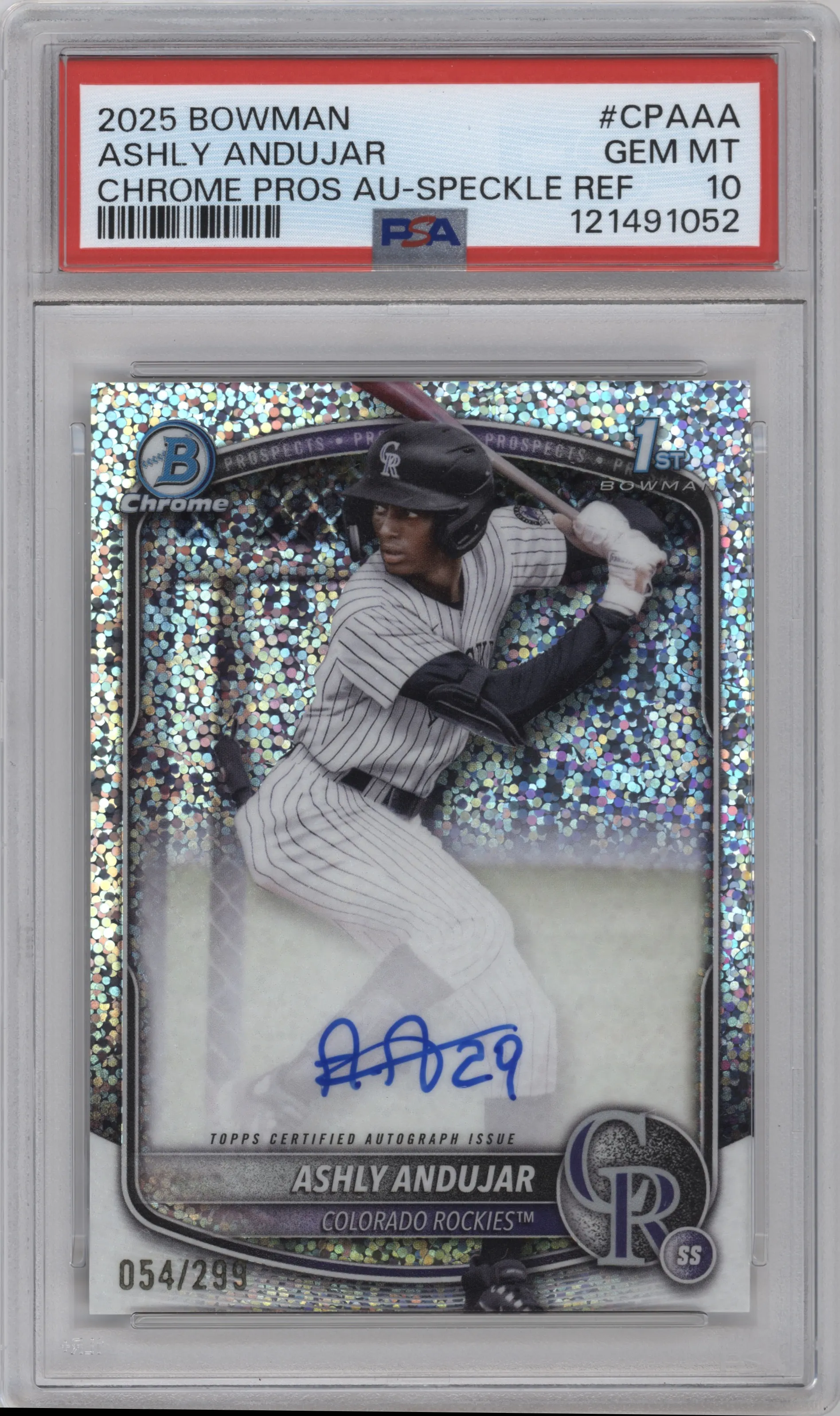 2025 Bowman Chr.Pros.AU Ashly Andujar Speckle Refractor #CPA-AA PSA 10