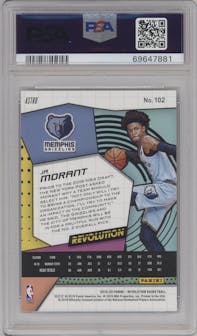 Ja Morant from the 2019-20 Panini Revolution set featuring a Astro parallel graded by PSA and given an overall grade of 10.