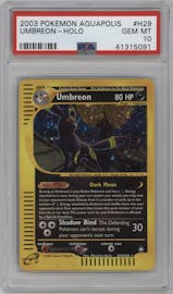 Umbreon from the 2003 Pokemon E-CARD set graded by PSA and given an overall grade of 10.