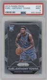 Karl-Anthony Towns from the 2015-16 Panini Prizm  set graded by PSA and given an overall grade of 9.