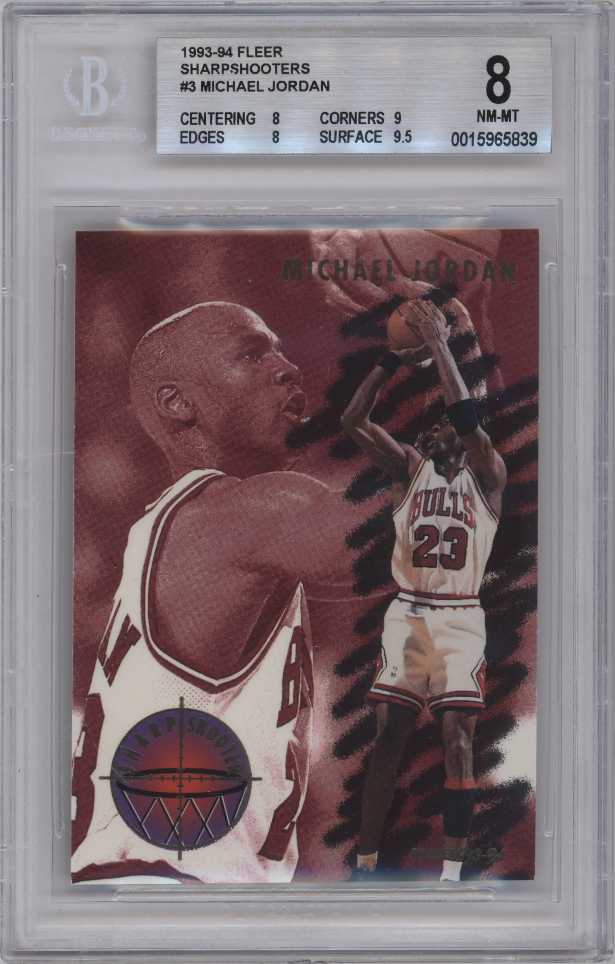 1993 Fleer Sharpshooter Michael Jordan #3 BGS 8