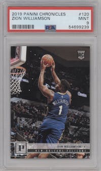 Zion Williamson from the 2019-20 Panini Chronicles  set graded by PSA and given an overall grade of 9.