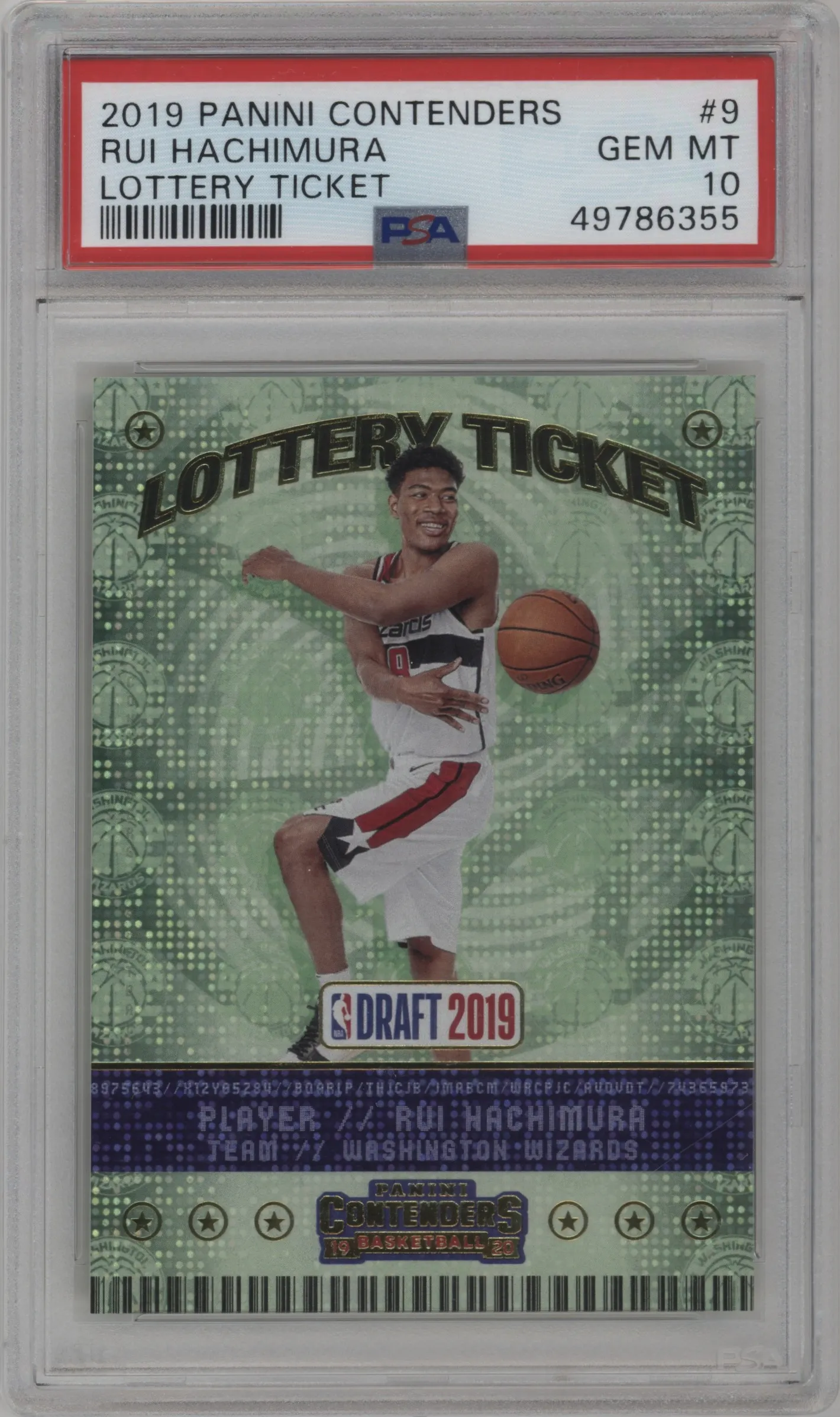 2019 Panini Contenders Lottery Ticket Rui Hachimura PSA 10