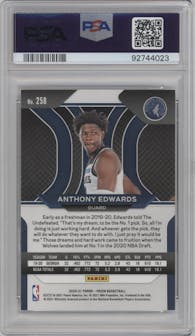 Anthony Edwards from the 2020-21 Panini Prizm set graded by PSA and given an overall grade of 10.