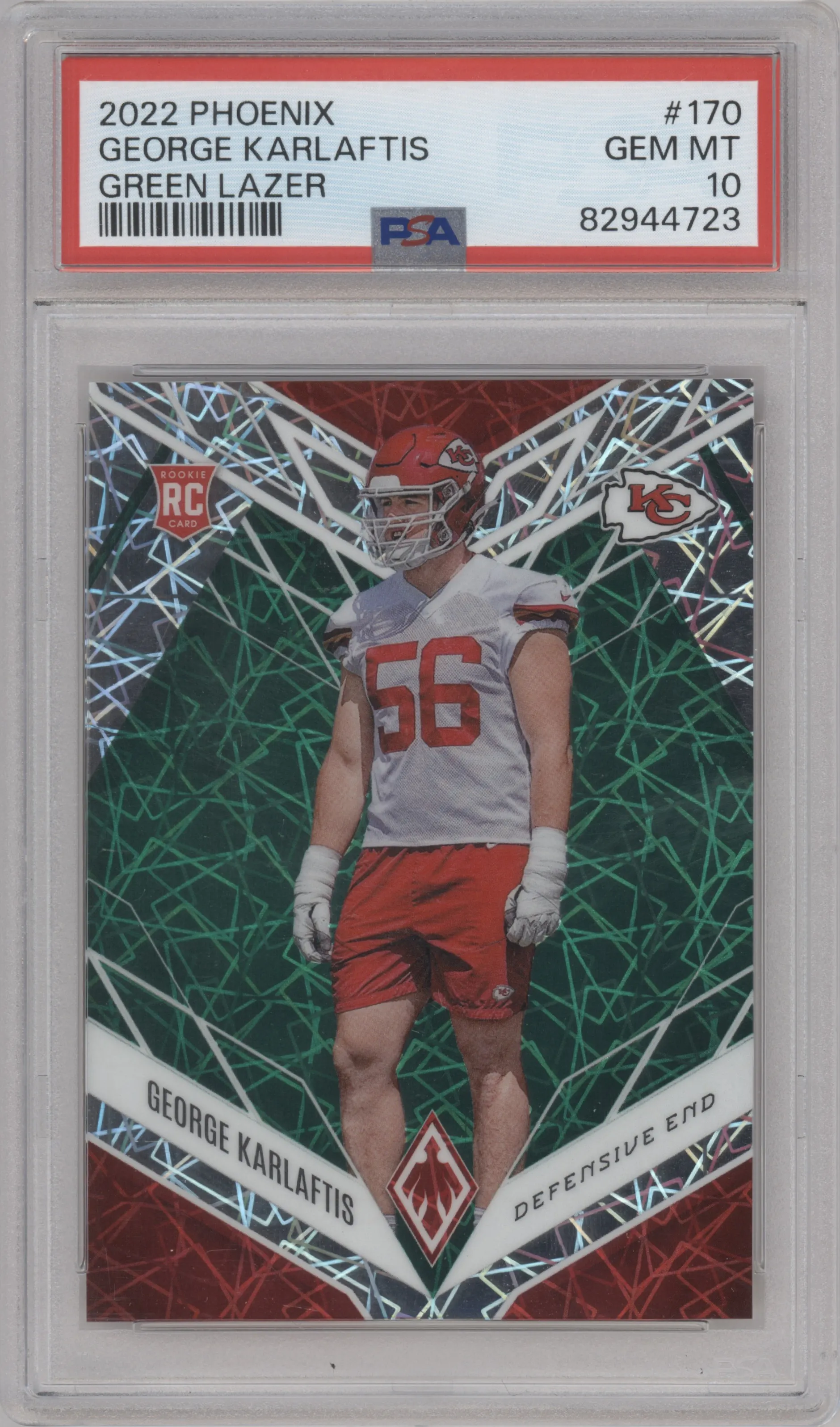 2022 Panini Phoenix George Karlaftis Green Lazer PSA 10