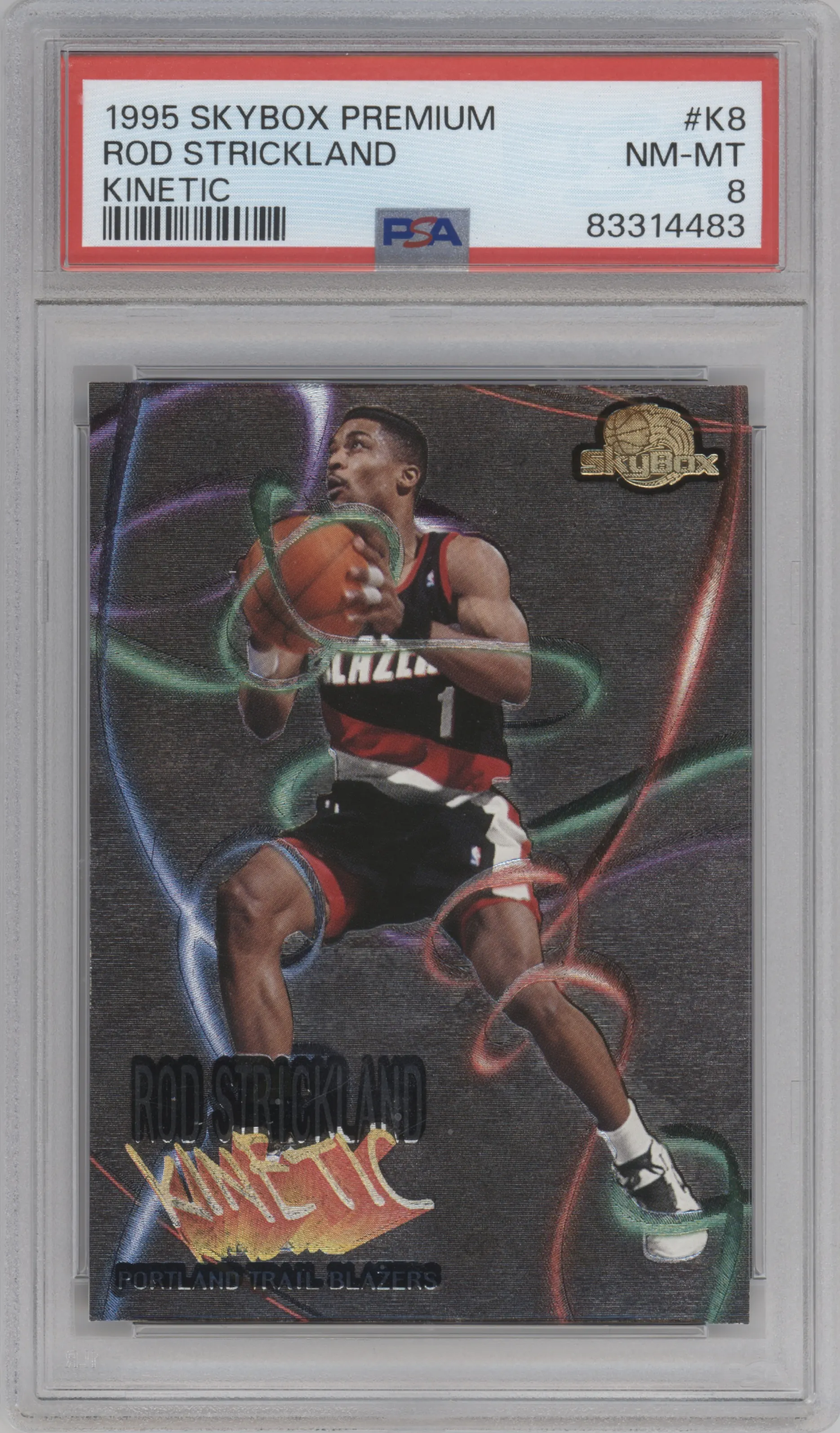 1995 Skybox Premium Kinetic Rod Strickland PSA 8