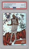 Kevin Durant from the 2022-23 Panini Crown Royale set graded by PSA and given an overall grade of 10.