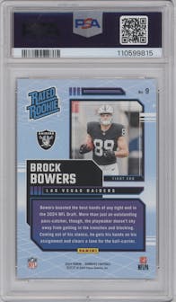 Brock Bowers from the 2024 Donruss set graded by PSA and given an overall grade of 9.