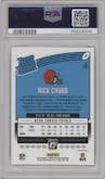 Nick Chubb from the 2018 Panini Donruss Optic set featuring a Red parallel graded by PSA and given an overall grade of 10.