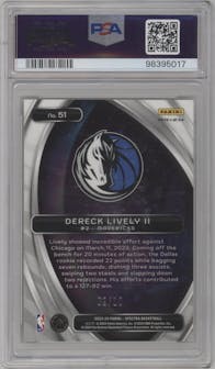 Dereck Lively II from the 2023-24 Panini Spectra set featuring a Gold parallel graded by PSA and given an overall grade of 9.
