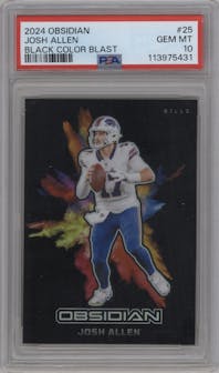 Josh Allen from the 2024 Panini Obsidian set graded by PSA and given an overall grade of 10.