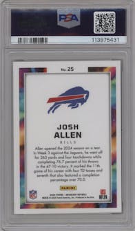 Josh Allen from the 2024 Panini Obsidian set graded by PSA and given an overall grade of 10.