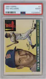 Ted Williams from the 1955 Topps set graded by PSA and given an overall grade of 2.