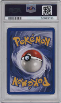 Surfing Pikachu from the 2001 Pokemon set featuring a Pokemon League parallel graded by PSA and given an overall grade of 10.