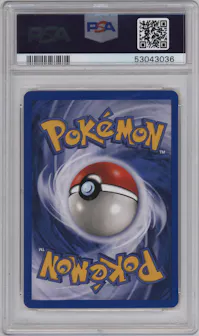 Surfing Pikachu from the 2001 Pokemon set featuring a Pokemon League parallel graded by PSA and given an overall grade of 10.