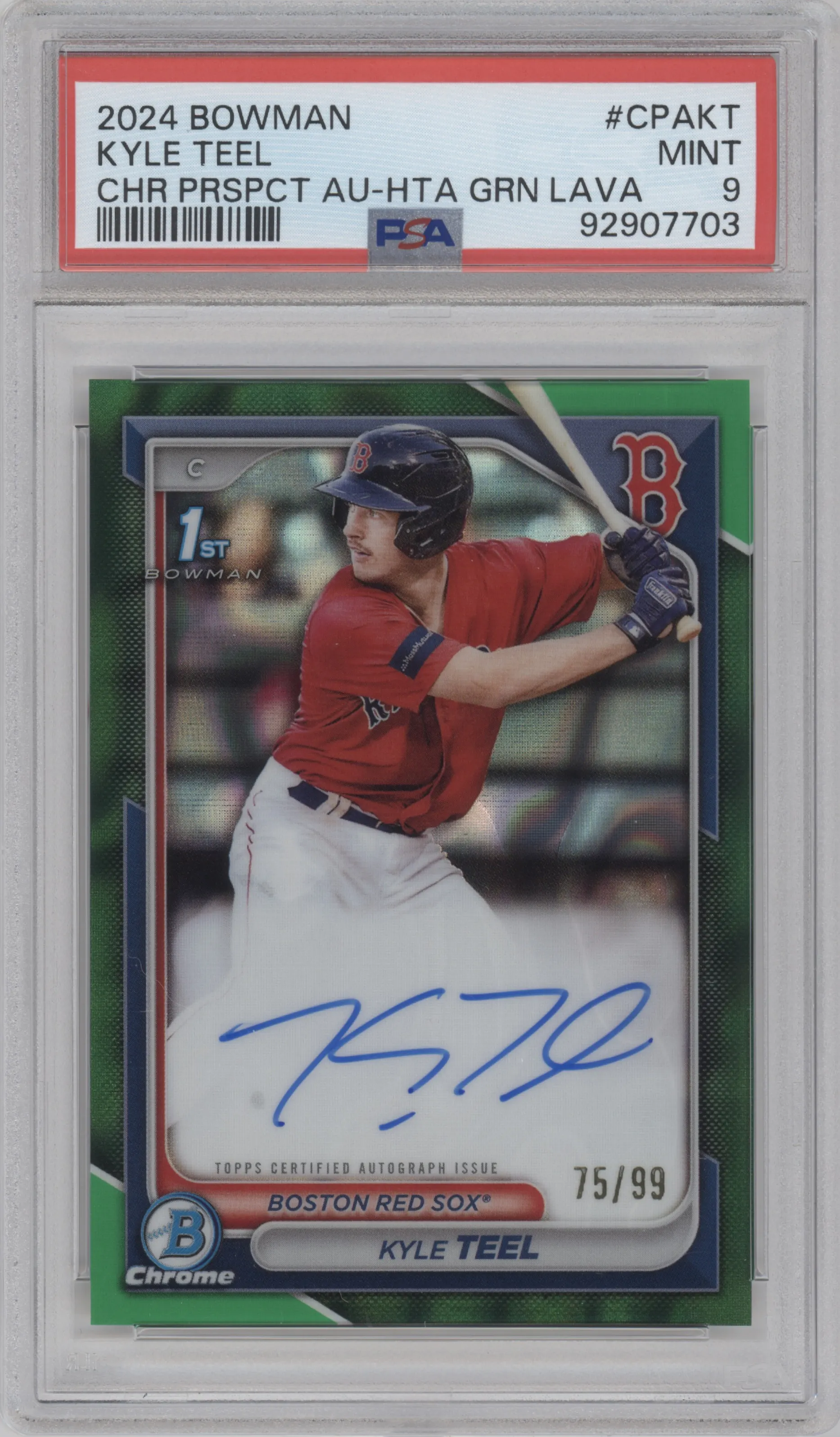 2024 Bowman Chr.Pros.Auto Kyle Teel Green Refractor #CPA-KT PSA 9