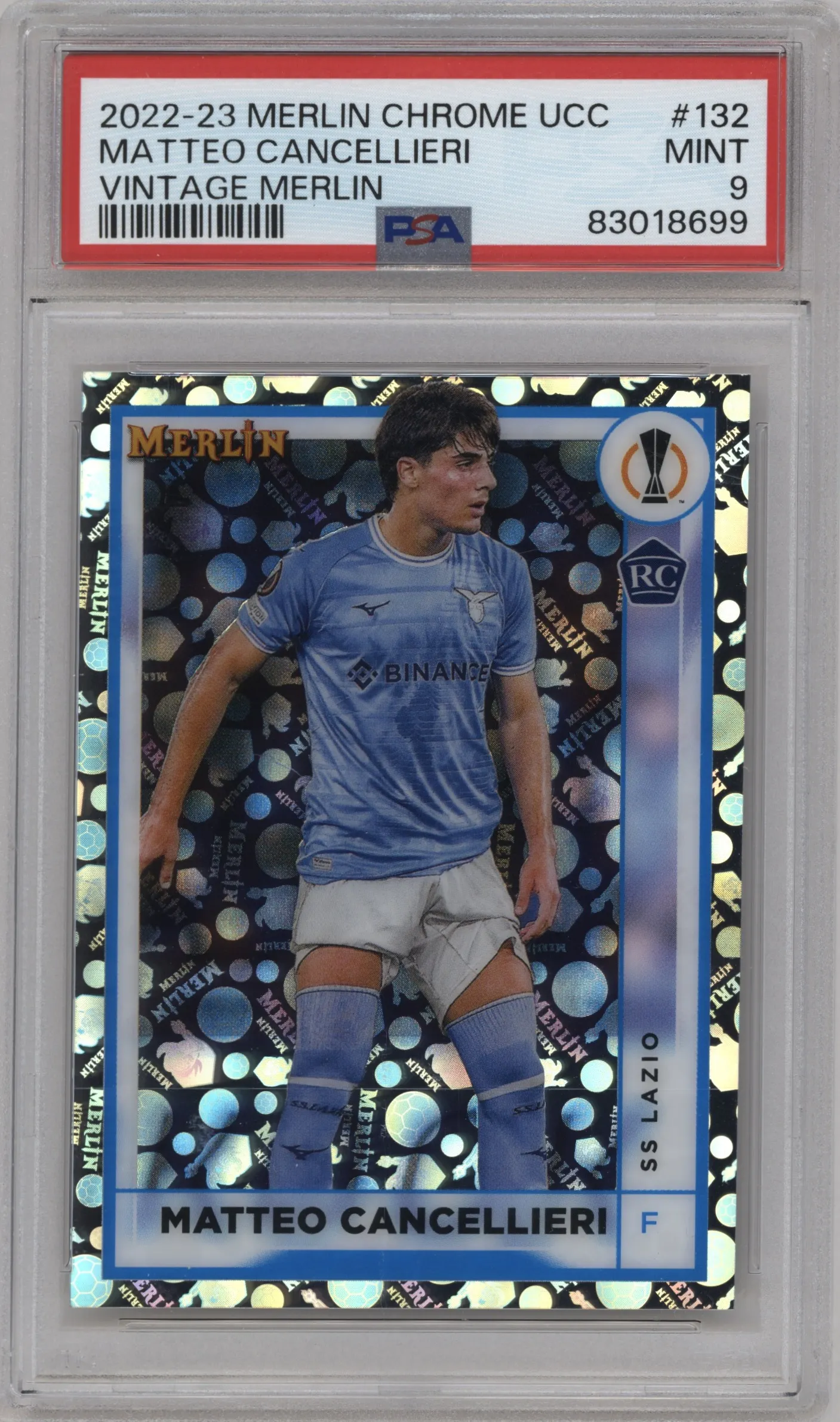 2022 Merlin UEFA Club Competitions Matteo Cancellieri Vintage Merlin Refractor #132 PSA 9