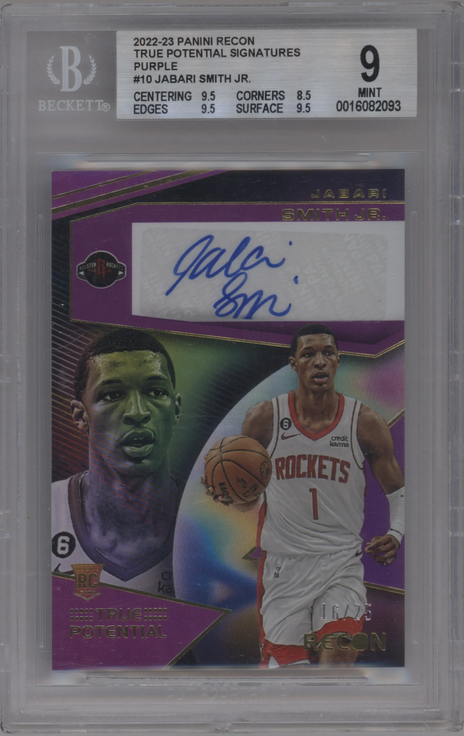 2022 Panini Recon True Potential Sig. Jabari Smith Jr. Purple #TPS-JSJ BGS 9